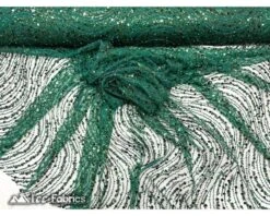 Wavy Beaded Embroidered Sequin Fabric On Mesh Fabric -Luxtex Store Mint Wavy Beaded Embroidered Sequin Fabric on Mesh Fabric 4