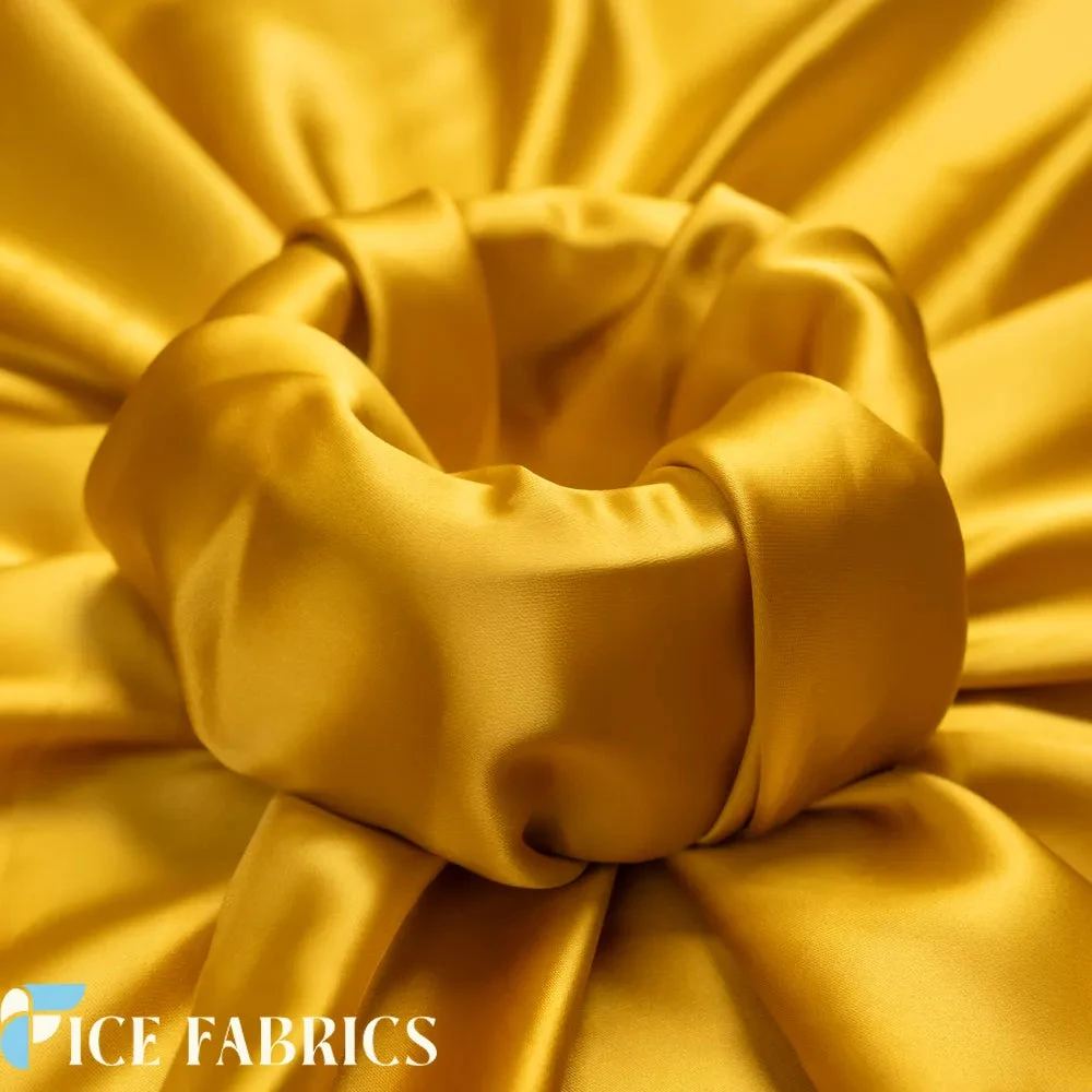 Mustard Gold Luxury Silk Stretch Satin Fabric 4 Mustard Gold Luxury Silk Stretch Satin Fabric - Image 2