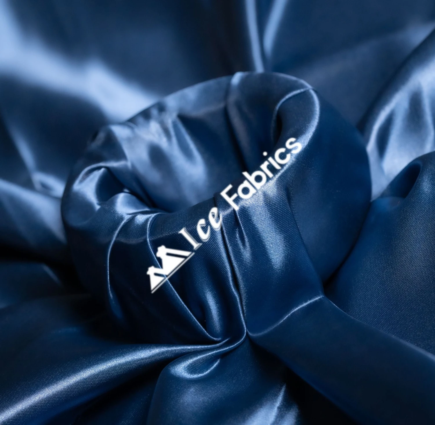 Navy Blue Shiny Bridal Satin Fabric 3 Navy Blue Shiny Bridal Satin Fabric