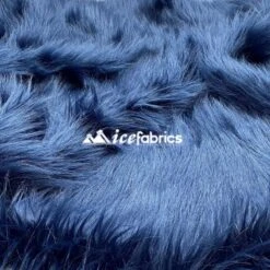 Navy Shaggy Mohair Long Pile Faux Fur Upholstery Fabric