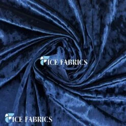Navy Blue Stretch Crushed Velvet Upholstery Fabric