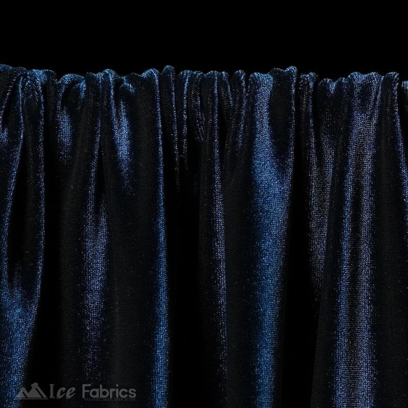 Navy Blue Stretch Velvet Fabric Soft And Smooth - Image 3