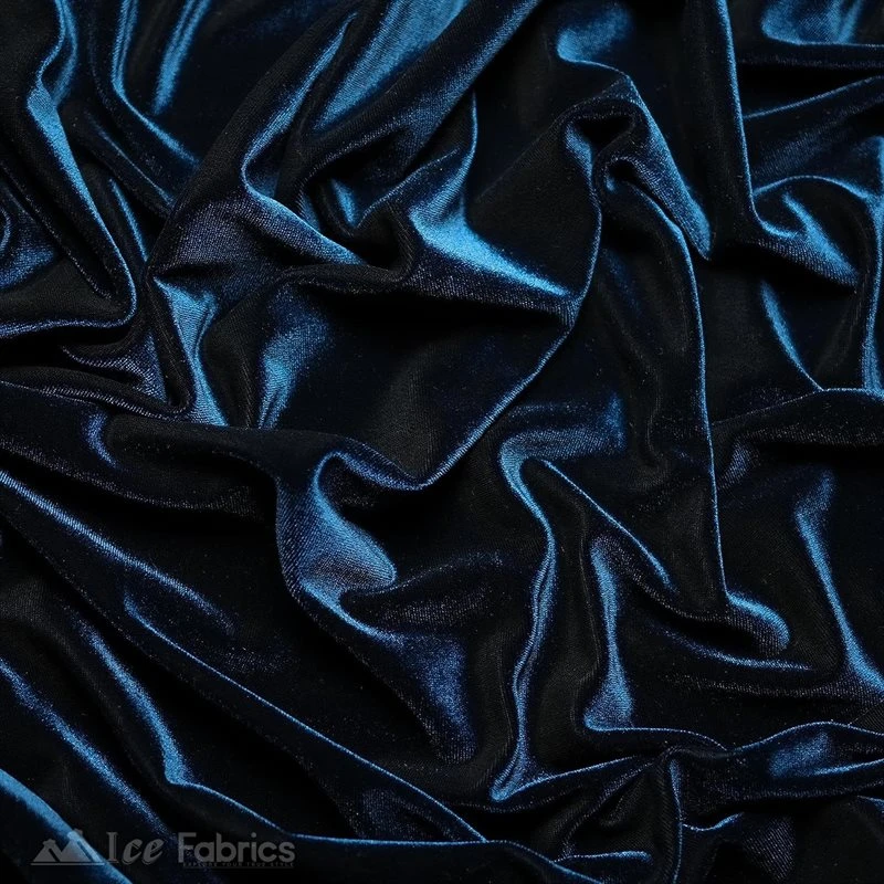 Navy Blue Stretch Velvet Fabric Soft And Smooth - Image 7