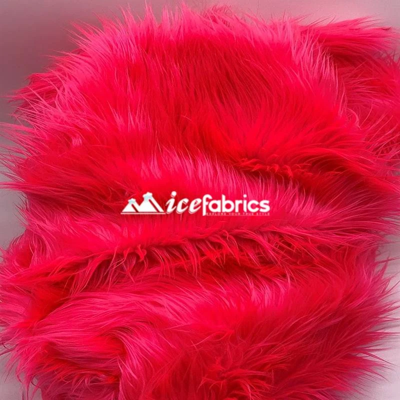 Neon Pink Shaggy Mohair Long Pile Faux Fur Upholstery Fabric 4 Neon Pink Shaggy Mohair Long Pile Faux Fur Upholstery Fabric - Image 2