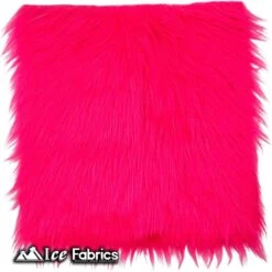 Neon Pink IceFabrics Square Shaggy Long Pile Faux Fur Fabric -Luxtex Store NeonPinkIceFabricsSquareShaggyLongPileFauxFurFabric 1