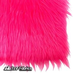 IceFabrics Square Shaggy Long Pile Faux Fur Fabric -Luxtex Store NeonPinkIceFabricsSquareShaggyLongPileFauxFurFabric 2 1
