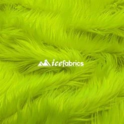 Neon Yellow Shaggy Mohair Long Pile Faux Fur Fabric By The Yard