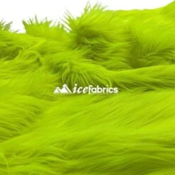 Neon Yellow Shaggy Mohair Long Pile Faux Fur Fabric By The Yard -Luxtex Store NeonYellow4