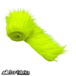 Neon Yellow Shaggy Mohair Strips Ribbon Faux Fur Fabric Pre Cut Roll