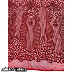 New Geometric 4 Way Stretch Sequin Fabric (20 Colors) -Luxtex Store NewBurgundyGeometric4WayStretchSequinFabric326