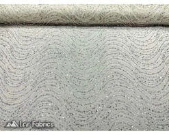 Wavy Beaded Embroidered Sequin Fabric On Mesh Fabric -Luxtex Store Off White Wavy Beaded Embroidered Sequin Fabric on Mesh Fabric