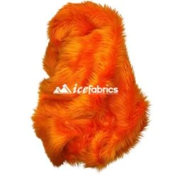 Orange Shaggy Mohair Long Pile Faux Fur Fabric By The Yard -Luxtex Store Orange4