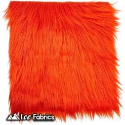 Orange IceFabrics Square Shaggy Long Pile Faux Fur Fabric -Luxtex Store OrangeIceFabricsSquareShaggyLongPileFauxFurFabric 1