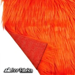 Orange IceFabrics Square Shaggy Long Pile Faux Fur Fabric -Luxtex Store OrangeIceFabricsSquareShaggyLongPileFauxFurFabric 3