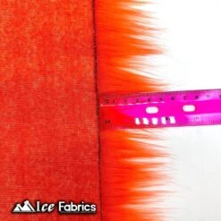 Orange IceFabrics Square Shaggy Long Pile Faux Fur Fabric -Luxtex Store OrangeIceFabricsSquareShaggyLongPileFauxFurFabric 4
