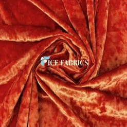 Orange Stretch Crushed Velvet Fabric