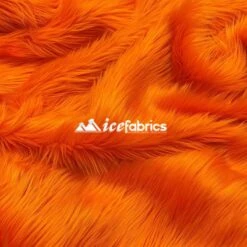 Orange Shaggy Mohair Long Pile Faux Fur Fabric By The Yard