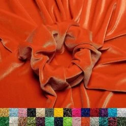 Orange Stretch Velvet Fabric Soft And Smooth