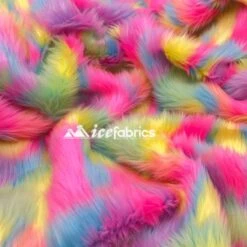 Pastel Rainbow Shaggy Mohair Long Pile Faux Fur Fabric By The Yard -Luxtex Store PastelRainbowFauxFurFabric 2