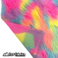 Pastel Rainbow IceFabrics Square Shaggy Long Pile Faux Fur Fabric -Luxtex Store PastelRainbowIceFabricsSquareShaggyLongPileFauxFurFabric 3