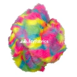 Pastel Rainbow Shaggy Mohair Long Pile Faux Fur Fabric By The Yard -Luxtex Store Pastel RainbowFauxFurFabric 3