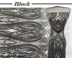 Peacock Sequin Fabric By The Yard 4 Way Stretch Spandex 24 Peacock Sequin Fabric By The Yard 4 Way Stretch Spandex -Luxtex Store PeacockSequinFabricByTheYard Black4WaystretchSpandex 2