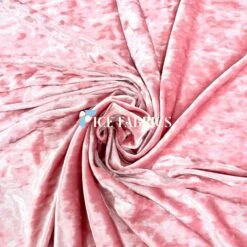 Pink Stretch Crushed Velvet Fabric By The Roll