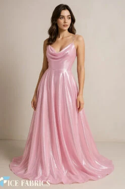 Silver Crystal Reflective Liquid Chiffon Fabric -Luxtex Store PromDress 8