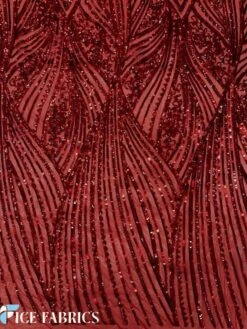 Red Damask Stretch Sequin Fabric On Mesh -Luxtex Store RedDamaskStretchSequinFabricOnMesh5