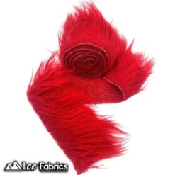 Red Shaggy Mohair Strips Ribbon Faux Fur Fabric Pre Cut Roll -Luxtex Store RedShaggyMohairStripsRibbonFauxFurFabricPreCutRoll 48