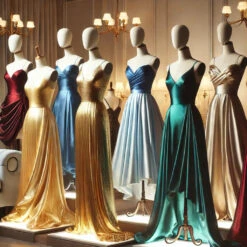 Gold Reflective Liquid Crystal Silky Satin Fabric -Luxtex Store ReflectiveThickSilkySatinDresses 13