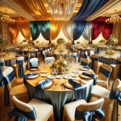 Royal Blue Reflective Liquid Crystal Silky Satin Fabric -Luxtex Store ReflectiveThickSilkySatinEventDecoration 2