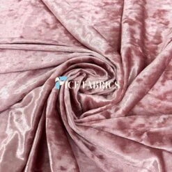 Rose Gold Stretch Crushed Velvet Fabric By The Roll
