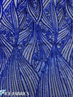 Royal Blue Stretch Sequin Fabric On Mesh -Luxtex Store RoyalBlueDamaskStretchSequinFabricOnMesh8