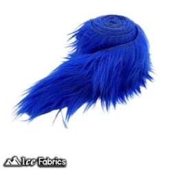 Royal Blue Shaggy Mohair Strips Ribbon Faux Fur Fabric Pre Cut Roll