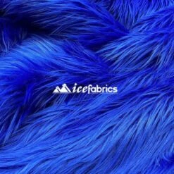 Royal Blue Shaggy Mohair Long Pile Faux Fur Upholstery Fabric