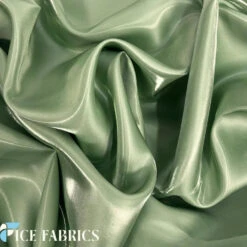 Sage Green Reflective Liquid Crystal Silky Satin Fabric -Luxtex Store SageGreenReflectiveLiquidThickSilkySatinCrystal3