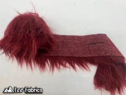 Burgundy Shaggy Mohair Strips Ribbon Faux Fur Fabric Pre Cut Roll -Luxtex Store ShaggyMohairStripsRibbonFauxFurFabricPreCutRoll155