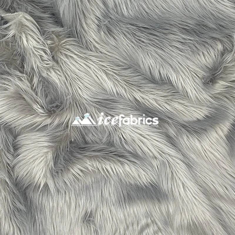 Silver Shaggy Mohair Long Pile Faux Fur Upholstery Fabric 4 Silver Shaggy Mohair Long Pile Faux Fur Upholstery Fabric - Image 2