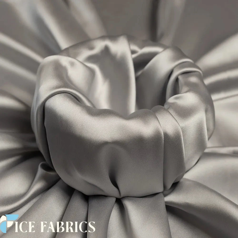 Silver Luxury Silk Stretch Satin Fabric 4 Silver Luxury Silk Stretch Satin Fabric - Image 2