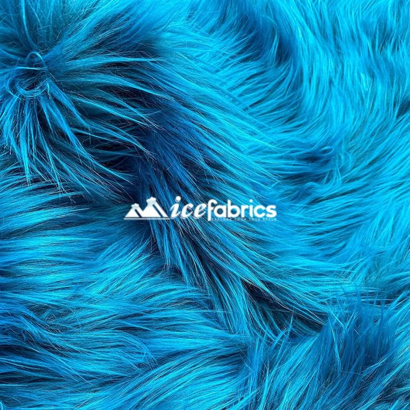 Teal Shaggy Mohair Long Pile Faux Fur Fabric By The Yard 4 Teal Shaggy Mohair Long Pile Faux Fur Fabric By The Yard - Image 2