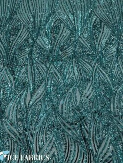 Teal Green Stretch Sequin Fabric On Mesh -Luxtex Store TealGreenDamaskStretchSequinFabricOnMesh4