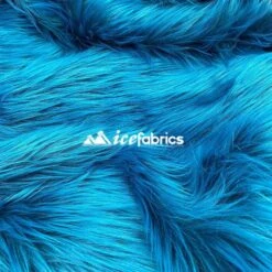 Teal Shaggy Mohair Long Pile Faux Fur Upholstery Fabric