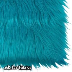 Turquoise IceFabrics Square Shaggy Long Pile Faux Fur Fabric