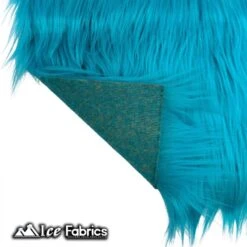 Turquoise IceFabrics Square Shaggy Long Pile Faux Fur Fabric -Luxtex Store TurquoiseIceFabricsSquareShaggyLongPileFauxFurFabric 3