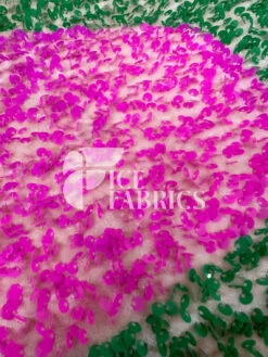 Wavy Lavender Green Neon Orange On Nude Stretch Velvet Sequin Fabric -Luxtex Store WavySequinStretchVelvetFabricbyTheYard LavenderGreenNeonOrangeonNudeVelvetforApparel Costume Decor4