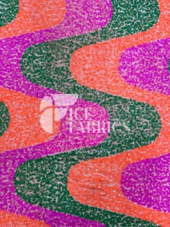Wavy Lavender Green Neon Orange On Nude Stretch Velvet Sequin Fabric -Luxtex Store WavySequinStretchVelvetFabricbyTheYard LavenderGreenNeonOrangeonNudeVelvetforApparel Costume Decor9