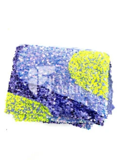 Wavy Lavender Neon Yellow On Lavender Stretch Velvet Sequin Fabric -Luxtex Store WavySequinStretchVelvetFabricbyTheYard LavenderNeonYellowonLavenderVelvetforApparel Costume Decor1