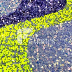 Wavy Lavender Neon Yellow On Lavender Stretch Velvet Sequin Fabric -Luxtex Store WavySequinStretchVelvetFabricbyTheYard LavenderNeonYellowonLavenderVelvetforApparel Costume Decor2