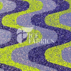 Wavy Lavender Neon Yellow On Lavender Stretch Velvet Sequin Fabric